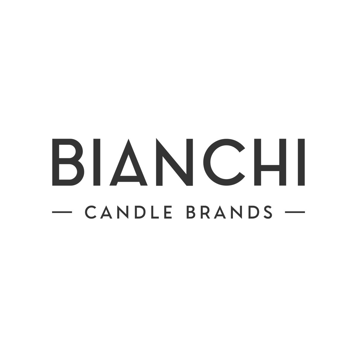 Logo with the text "BIANCHI" in large, bold letters at the top, and "CANDLE BRANDS" in smaller letters, centered between horizontal lines below.