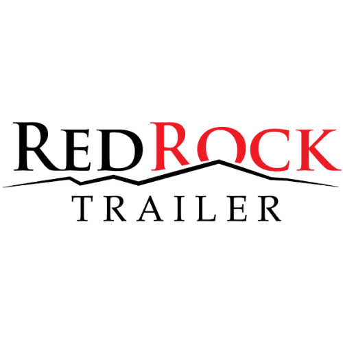 Logo of Red Rock Trailer with a mountain range design.