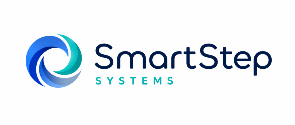e909c1dd-c780-4c5b-87c4-7f4fd282afee - Modern Work Suites & Studios SmartStep Systems logo: circular blue swirl icon adjacent to dark blue wordmark and turquoise 'SYSTEMS' text